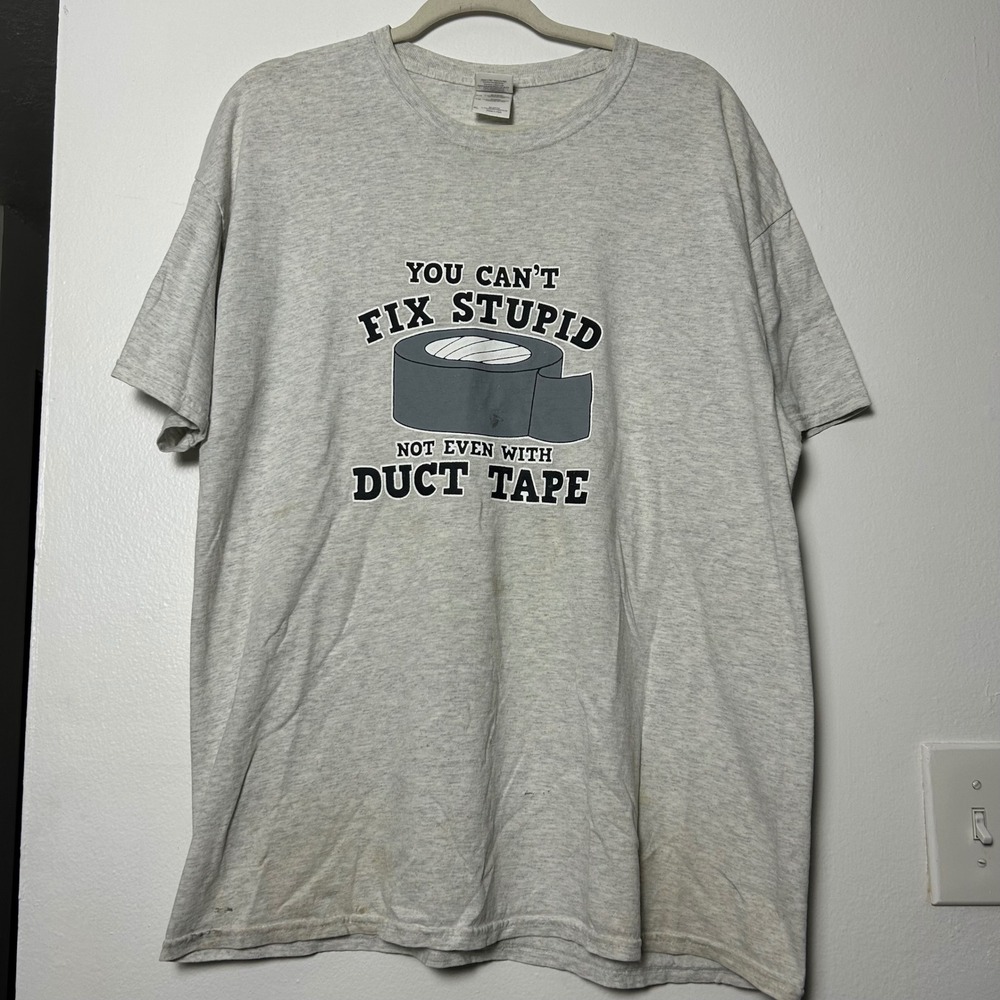 vtg‎ You Cant Fix Stupid Not Even With Duct Tape grandpa graphic tee - Picture 2 of 6